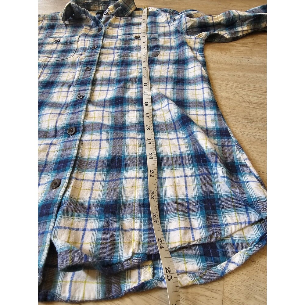 Eddie Bauer Women's Long Sleeve Button Down Plaid Flannel Shirt Size Small Blue - Picture 5 of 7
